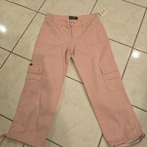 Pink Denim Cargo Pants